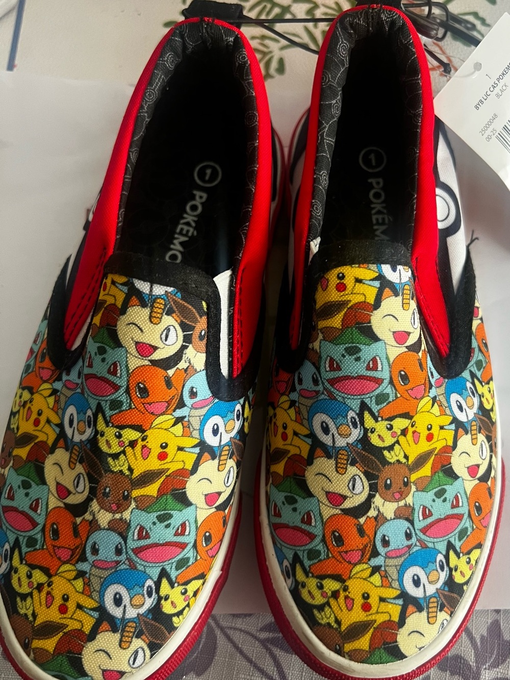 Pokemon Kids Slip-On Sneakers in Red, Yellow, Blue, Black